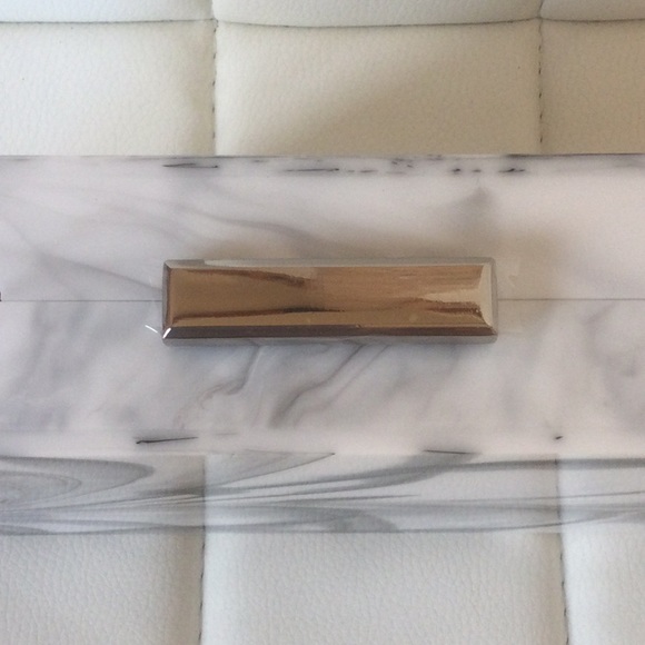 NWT Beautiful Acrylic Marble Pattern Clutch Evening Bag Casual Purse With Chain - Picture 2 of 16